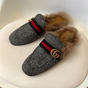 Gucci Herringbone Mules